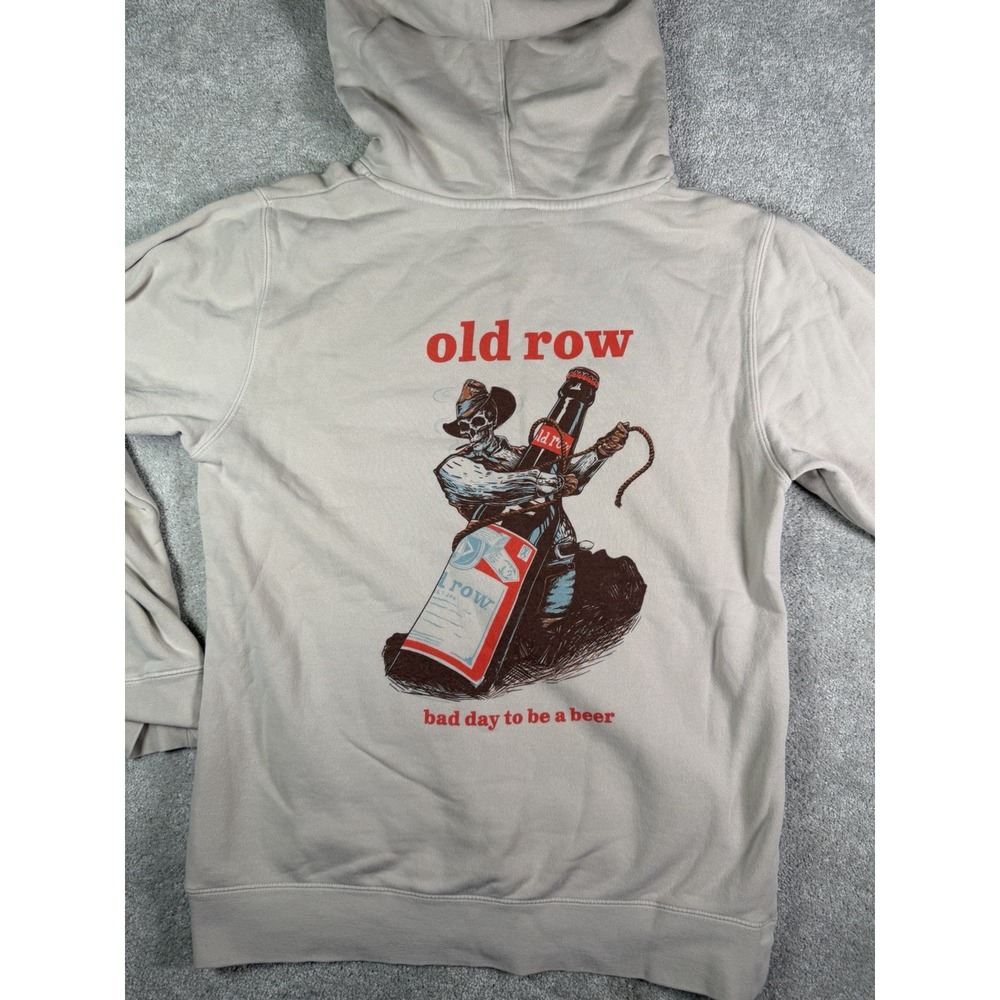 Old Row Hoodie Mens S Tan Pullover Sweatshirt Cowboy " Bad Day Beer" Western